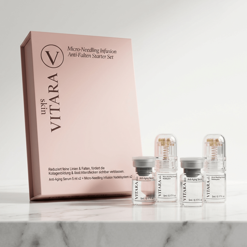 Microneedling Set zuhause – Mikronadeln Gerät + Kollagen Serum Anti-Aging | VitaraSkin
