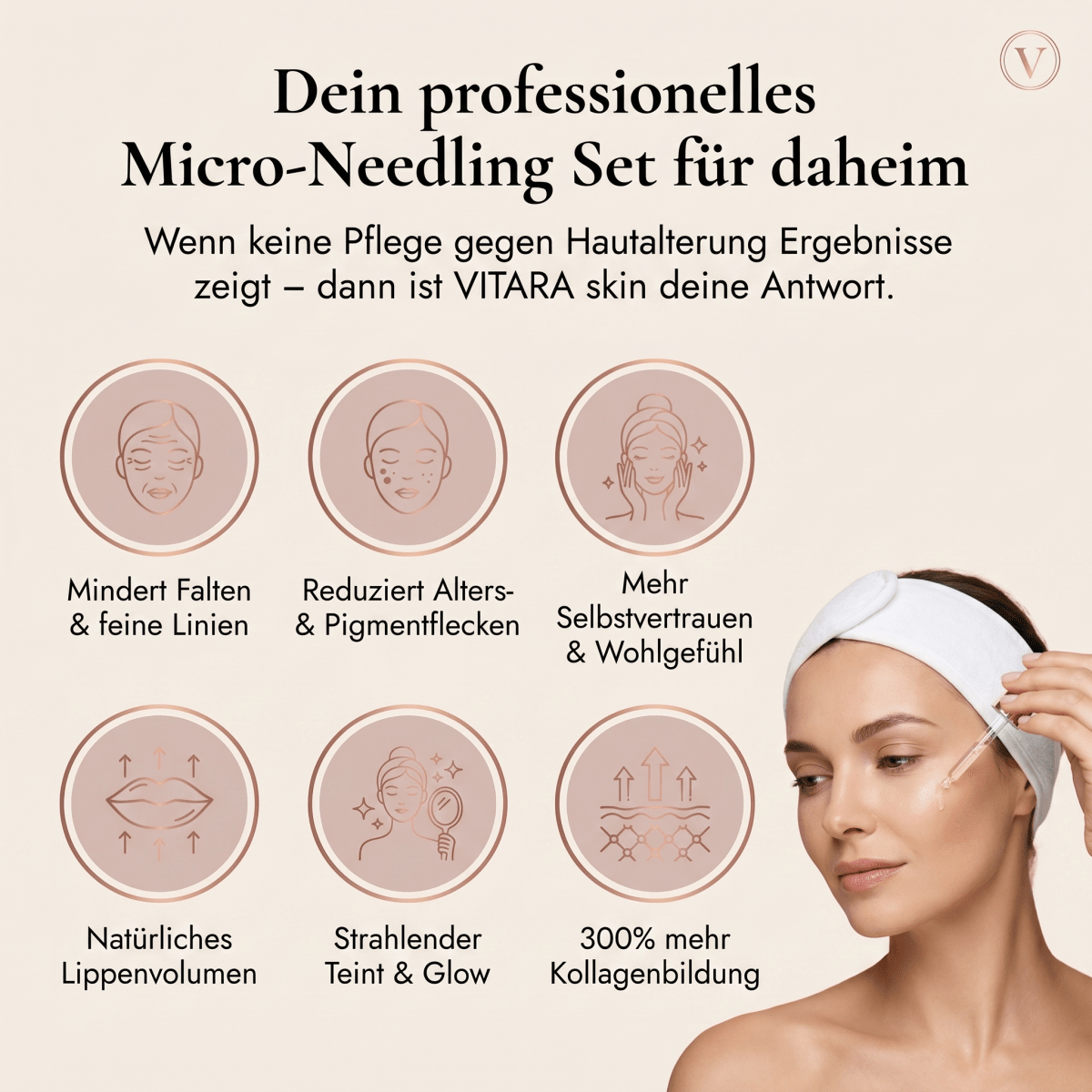 VITARA Micro Needling Set - Anti - Aging Kollagen Falten | VitaraSkin - Vitara Skin | Micro - Needling Infusion für Zuhause!